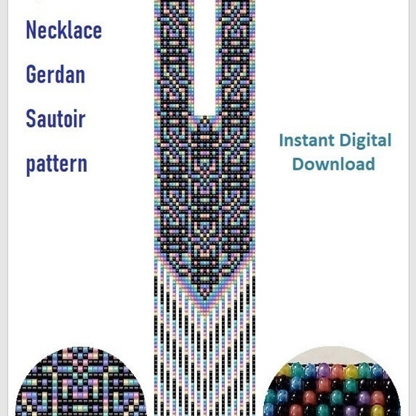 Bead loom pattern, scheme for a Gerdan-Split-Loom Necklace, Beaded Sautoir, Beading Loom only Pattern, Instant Download, PDF