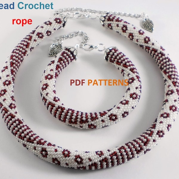 Bead crochet rope pattern for beading necklace and bracelet,DIY, bead crocheting,Instant Download,PDF pattern