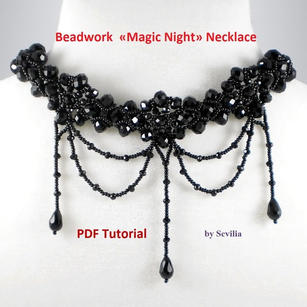 Tutorial «Magic Night» Necklace-beading pattern, beaded Necklace, beadwork tutorial, Beading Tutorial, PDF, DIY, Instant Download