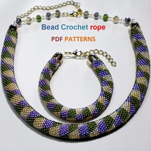 Bead Crochet rope pattern necklace and bracelet Jujube,DIY,bead crocheting,Instant Download,PDF pattern image 5