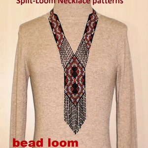 Bead loom patterns, schemes for a Gerdan-Split-Loom Necklace, Beading Loom only Pattern, Instant Download, PDF