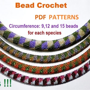 Bead Crochet rope pattern necklace and bracelet Jujube,DIY,bead crocheting,Instant Download,PDF pattern image 1