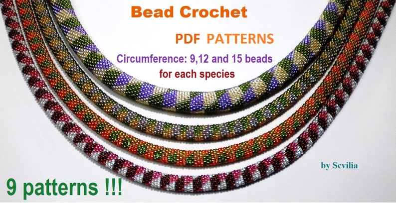 Bead Crochet rope pattern necklace and bracelet Jujube,DIY,bead crocheting,Instant Download,PDF pattern image 1