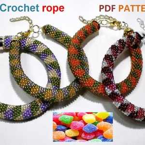 Bead Crochet rope pattern necklace and bracelet Jujube,DIY,bead crocheting,Instant Download,PDF pattern image 2