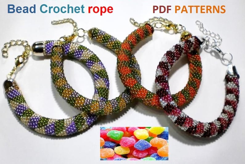 Bead Crochet rope pattern necklace and bracelet Jujube,DIY,bead crocheting,Instant Download,PDF pattern image 2