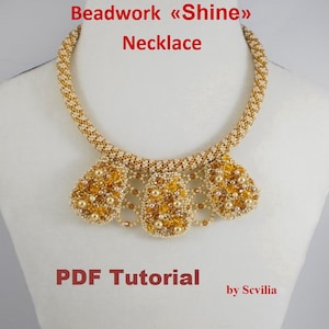Bead crochet rope pattern for beading «Shine» necklace and bracelet, Tutorial Necklace DIY,beaded necklace, bead crocheting,PDF pattern