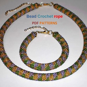Bead Crochet rope pattern necklace and bracelet Jujube,DIY,bead crocheting,Instant Download,PDF pattern image 6