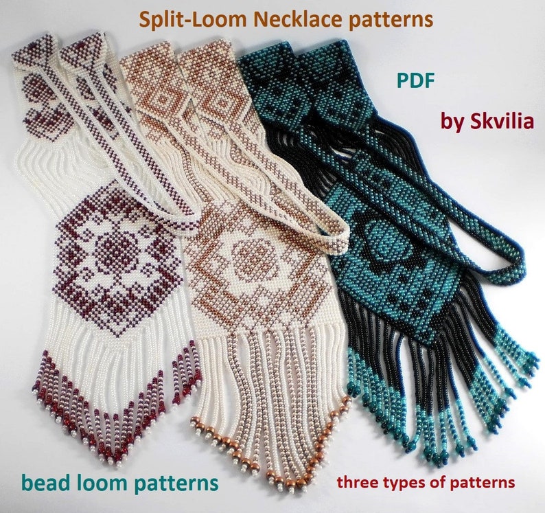 Bead Loom Patterns, Schemes for a Splitloom Necklace, Beading Loom