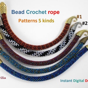 Bead Crochet Snake Necklace Bracelet patterns, Rope bead crochet, DIY, bead crocheting, bead jewelery, Instant Download, PDF patterns