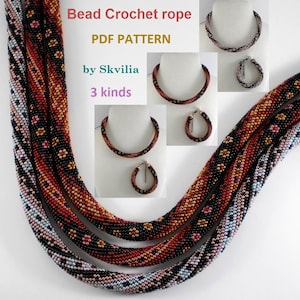 Bead Crochet Necklace Bracelet pattern,Rope bead crochet,patterns seed beads DIY,bead crocheting, bead jewelery,Instant Download,PDF pattern