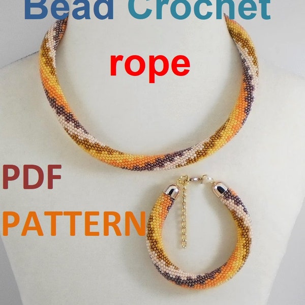 Modèle de corde au crochet de perles pour perles collier et bracelet « Nodules », bricolage, crochet de perles, téléchargement instantané, modèle PDF