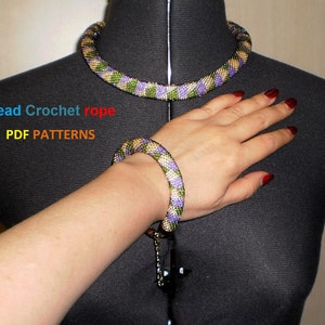 Bead Crochet rope pattern necklace and bracelet Jujube,DIY,bead crocheting,Instant Download,PDF pattern image 9