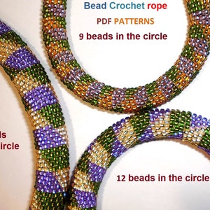 Bead Crochet rope pattern necklace and bracelet Jujube,DIY,bead crocheting,Instant Download,PDF pattern image 3