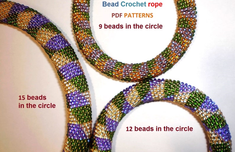 Bead Crochet rope pattern necklace and bracelet Jujube,DIY,bead crocheting,Instant Download,PDF pattern image 3