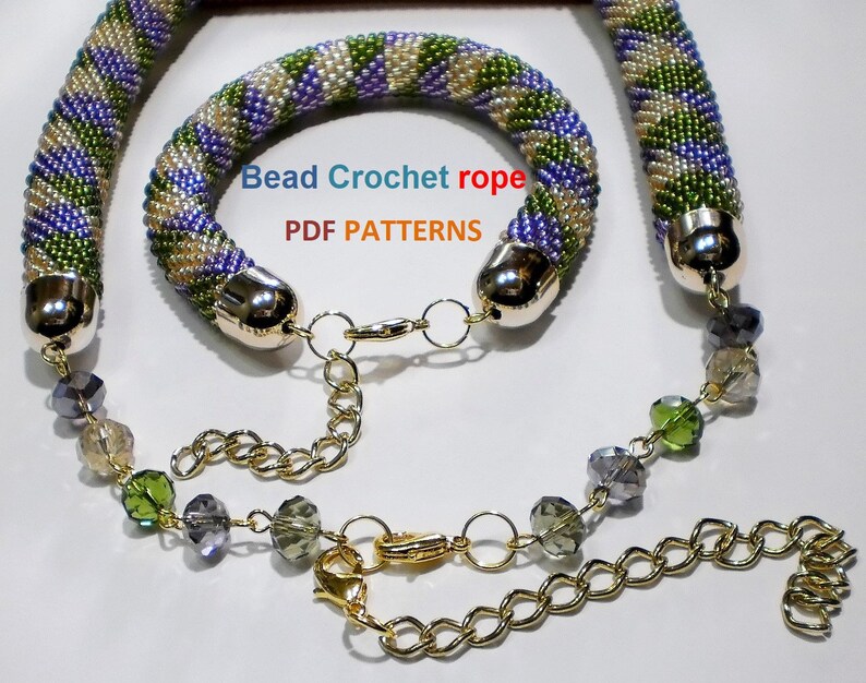 Bead Crochet rope pattern necklace and bracelet Jujube,DIY,bead crocheting,Instant Download,PDF pattern image 10