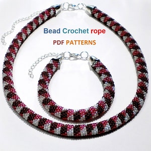 Bead Crochet rope pattern necklace and bracelet Jujube,DIY,bead crocheting,Instant Download,PDF pattern image 4