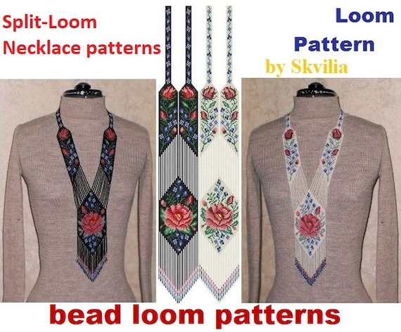 Bead Loom Patterns Schemes for a Gerdan split loom Necklace Beading Loom Only Pattern Instant Download PDF Etsy Hong Kong