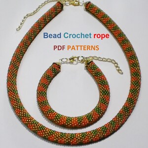 Bead Crochet rope pattern necklace and bracelet Jujube,DIY,bead crocheting,Instant Download,PDF pattern image 7
