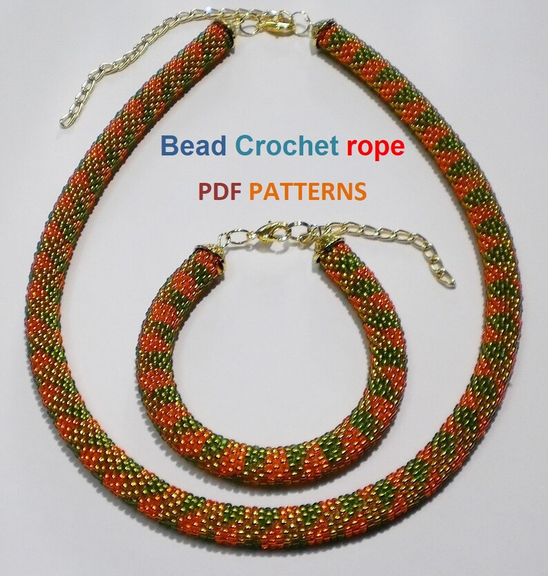 Bead Crochet rope pattern necklace and bracelet Jujube,DIY,bead crocheting,Instant Download,PDF pattern image 7