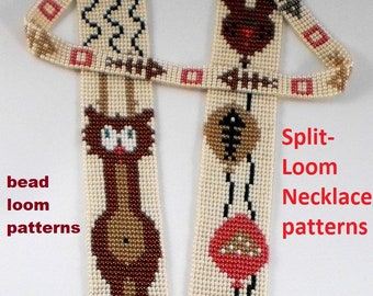 Bead loom patterns, schemes for a Gerdan-Split-Loom Necklace, Beading Loom only Pattern, Instant Download, PDF