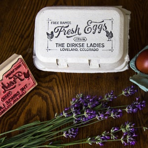 Customizable Egg Carton Stamp - Fresh Eggs - All Text is Customizable - Farm Branding Stamp - 2 inches by 4 inches