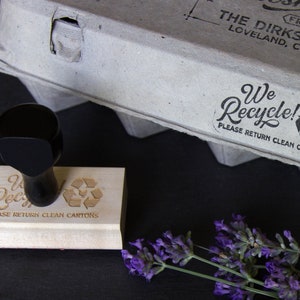 Please Return Carton Stamp - We Recycle! - Egg Carton Stamp - Farm Branding Stamp - 1 inch by 2 inches