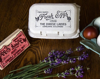 Customizable Egg Carton Stamp - Fresh Eggs - Fully Customizable - Farm Branding Stamp - 2 inches by 4 inches