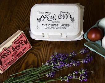 Customizable Egg Carton Stamp - Fresh Eggs - All Text is Customizable - Farm Branding Stamp - 2 inches by 4 inches
