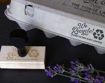 Please Return Carton Stamp - We Recycle! - Egg Carton Stamp - Farm Branding Stamp - 1 inch by 2 inches