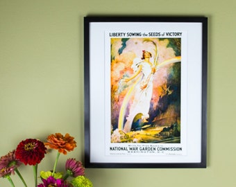 Liberty Sowing the Seeds of Victory - Vintage Poster Reproduction - WWI Victory Garden Poster