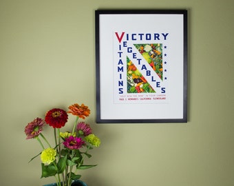 Victory Vitamins Vegetables Vintage Victory Garden Poster Reproduction