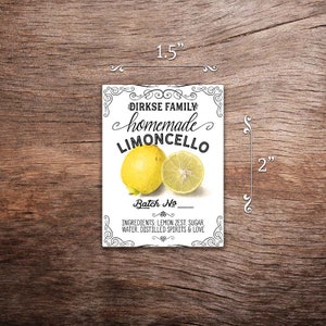 Customized Label Limoncello, Lemon Liqueur Label for Your Homemade Liqueurs Vertical 2 x 1.5 inches