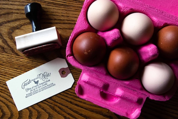 Egg Carton Rubber Stamp 1x3 Inch Farm Fresh Eggs Unwashed