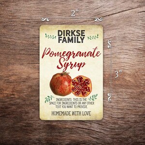 Customized Label - Pomegranate Jam, Jelly, Preserves, Canning Jar Label ...