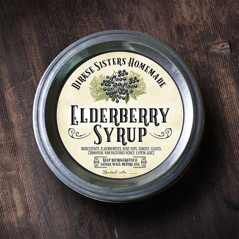 Wine Custom Elderberry and Elderflower Label All Text is Customizable