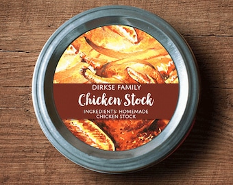 Customized Label - Chicken Stock - Bone Broth - Watercolor Style Label - Chicken Liver Pâté - Custom Meat and Stock Labels