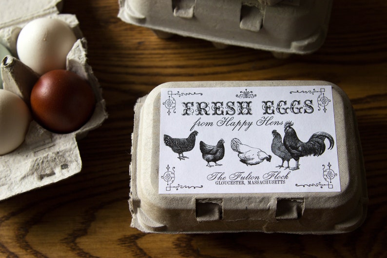 Custom Egg Carton Labels All text is customizable Black Etsy