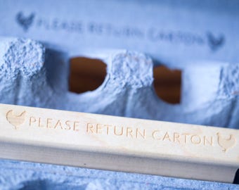 Please Return Carton Stamp - Fits Any Carton - Chicken Egg Carton Stamp