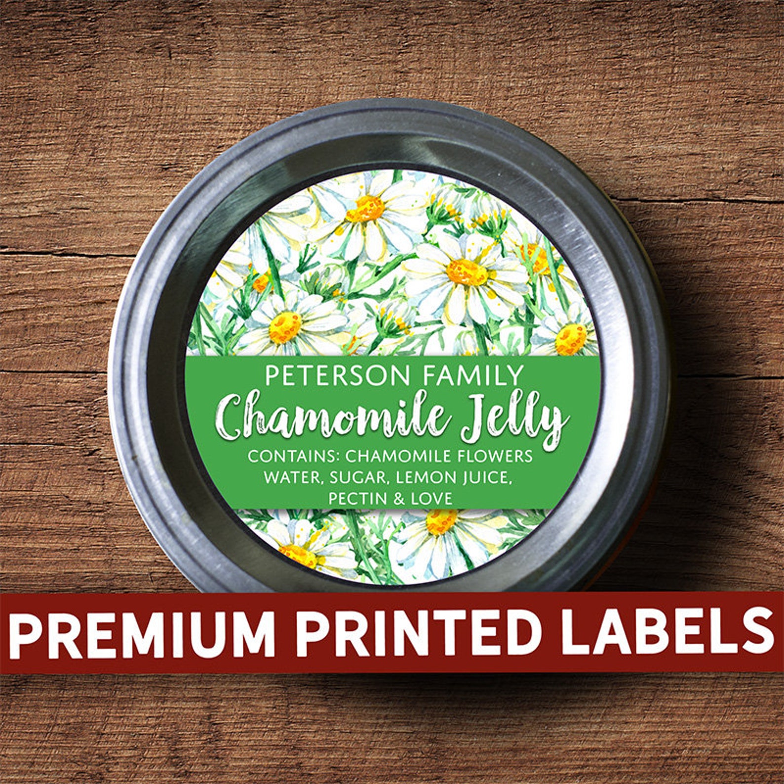 Custom Printed Labels Chamomile Jelly and Tea Watercolor Etsy