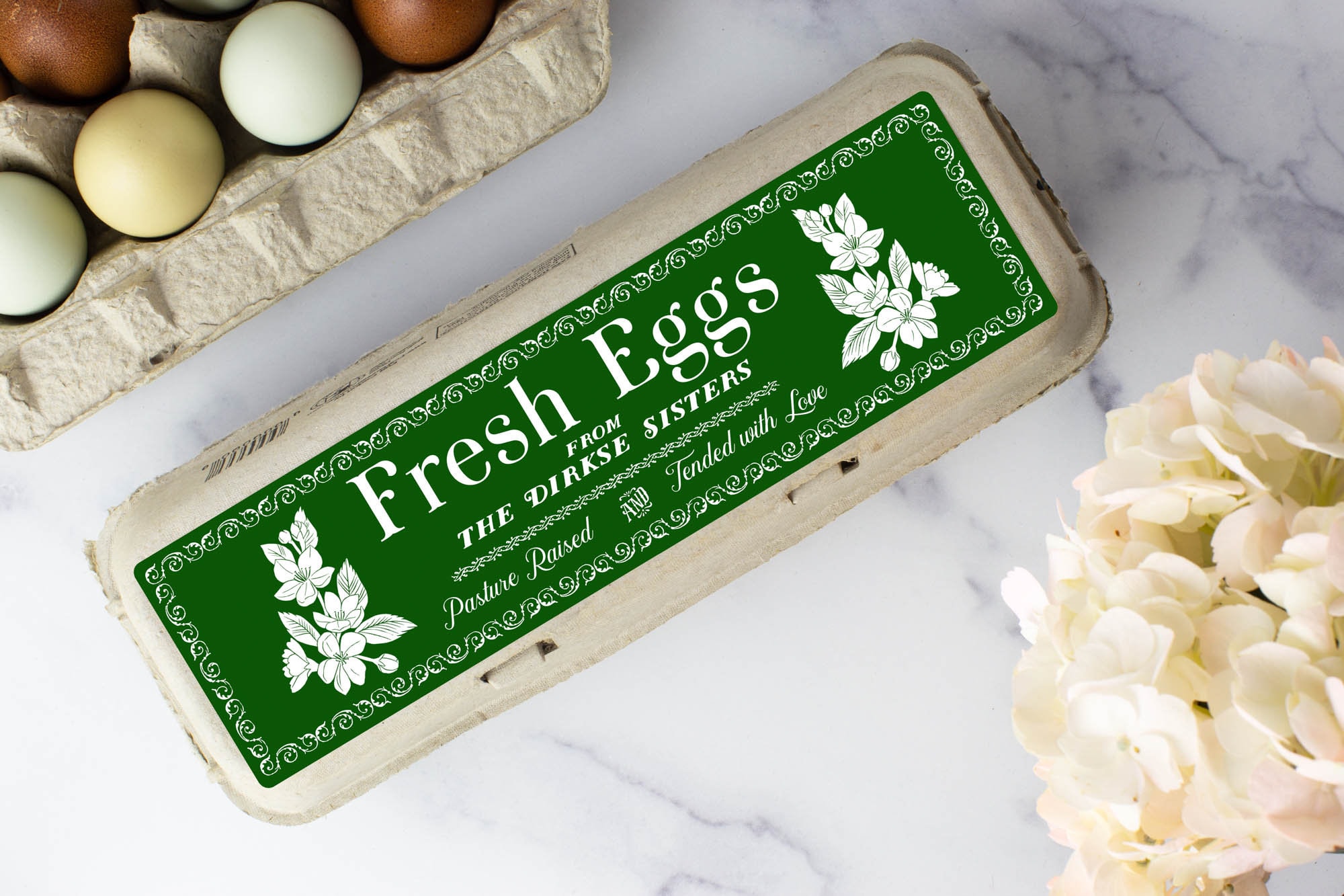 Custom Egg Carton Labels Antique Floral Design Fully Etsy