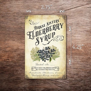 Custom Elderberry and Elderflower Label Premium Printed Labels with Customizable Text Vertical 4.25 x 2.75 inches