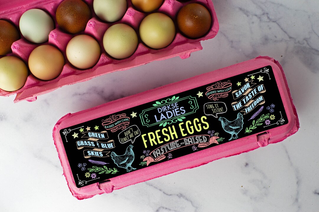 Custom Egg Carton Labels Chalkboard Style Customizable Text Half Dozen