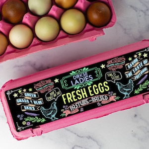 Custom Egg Carton Labels - Chalkboard Style - Customizable Text - Half Dozen and Full Dozen Egg Carton Labels