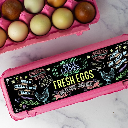 Custom Egg Carton Labels Chalkboard Style Customizable Etsy