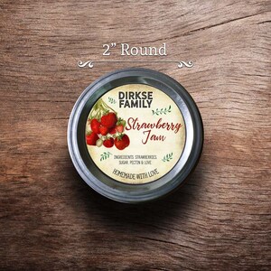 Customized Label Strawberry Jam, Jelly, Preserves, Canning Jar Label Wide Mouth & Regular Mouth Vintage All Text is Customizable Regular Mouth - 2 inches