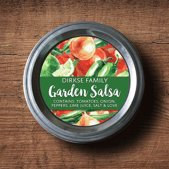 Customized Salsa Canning Label - Custom Hot Sauce Label - Watercolor Style Canning Jar Label - Wide Mouth & Regular Mouth
