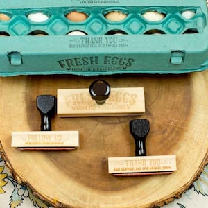 Egg Carton Stamp Set - 3 Stamps - Chicken keeper gift - Fresh Eggs - Farm Branding - Social Media - Customizable
