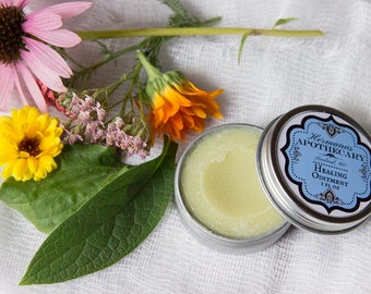 Healing Ointment - Plantain, Echinacea, Comfrey, Calendula, Yarrow & Red Thyme - Natural Neosporin - Hand made