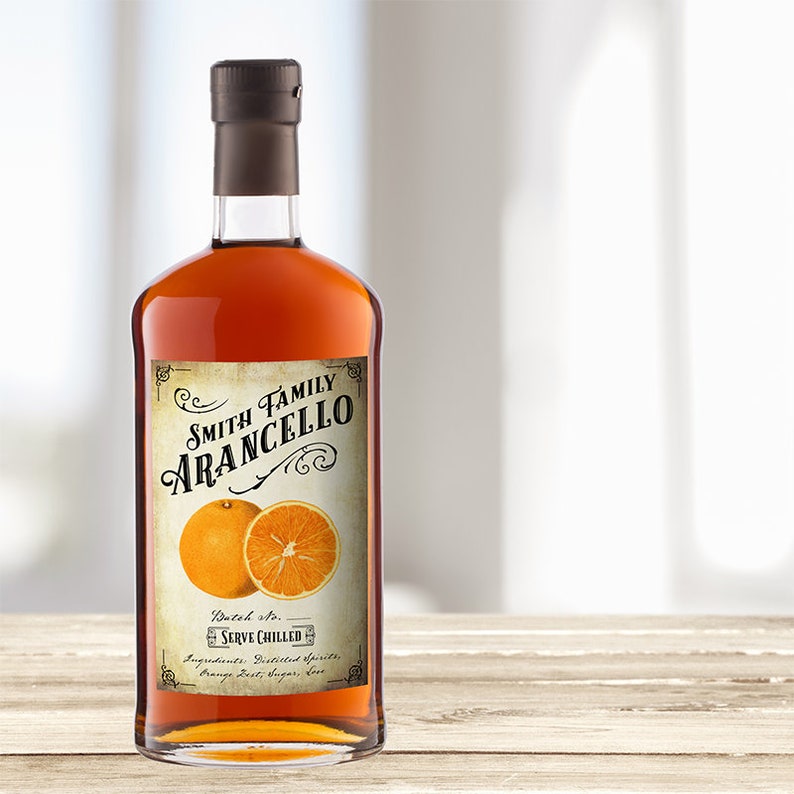 Customized Label Arancello, Orange Liqueur Label for Your Homemade Liqueurs Vintage Style image 5