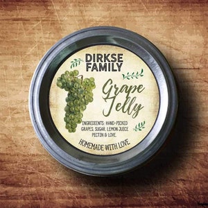 Green Grape Mason Jar Labels - Customizable